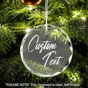 Etched Glass Christmas Ornament with Name and Date / Custom Christmas Ornament