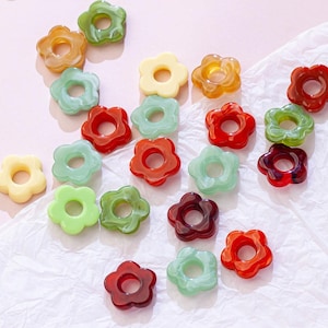 10pcs 20mm(no holes) Flower-shaped Resin Charm Pendant, Acetate Acrylic Fresh Colors Hollow Flower Earring Charm DIY Jewelry